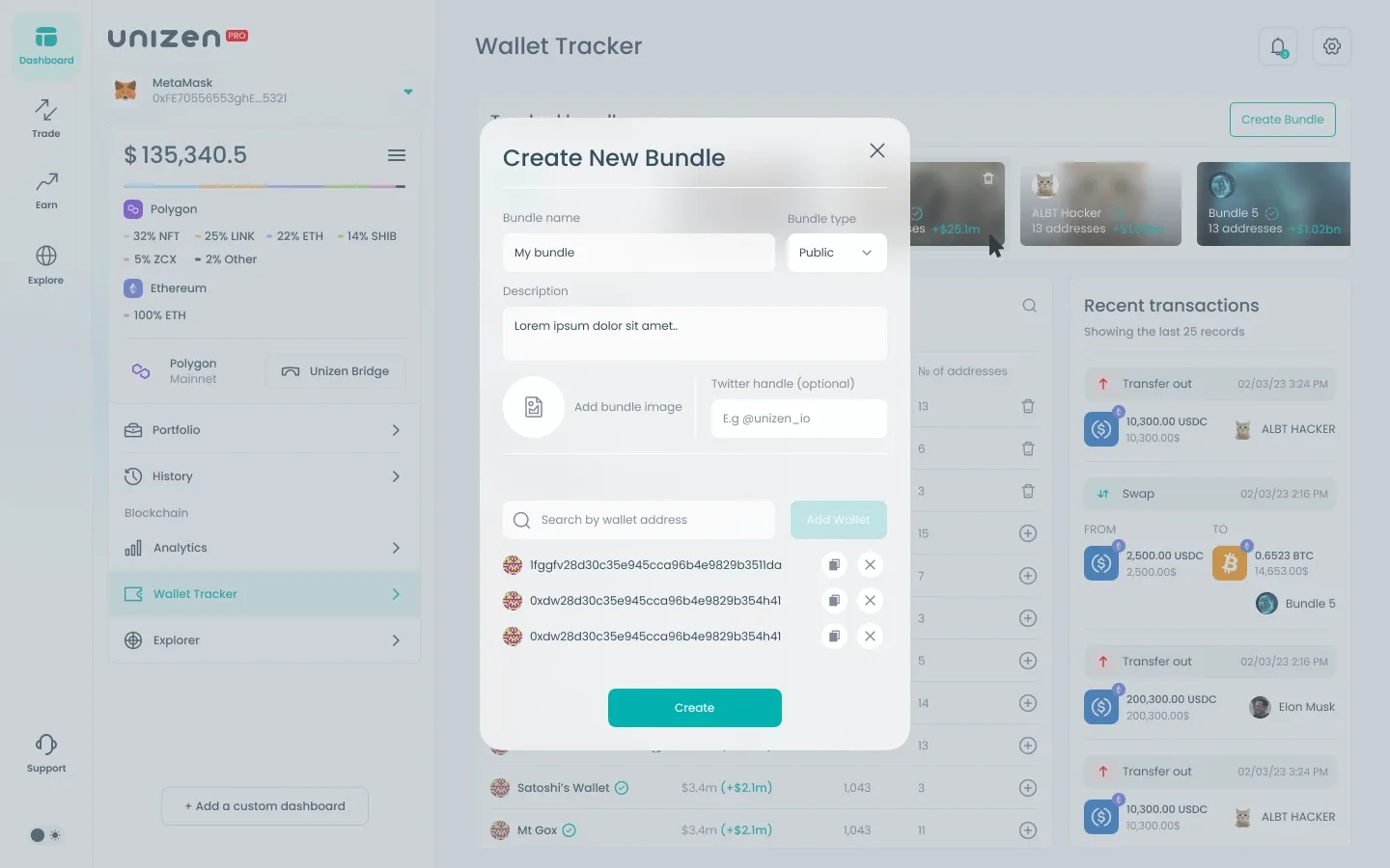 Public wallet bundle view