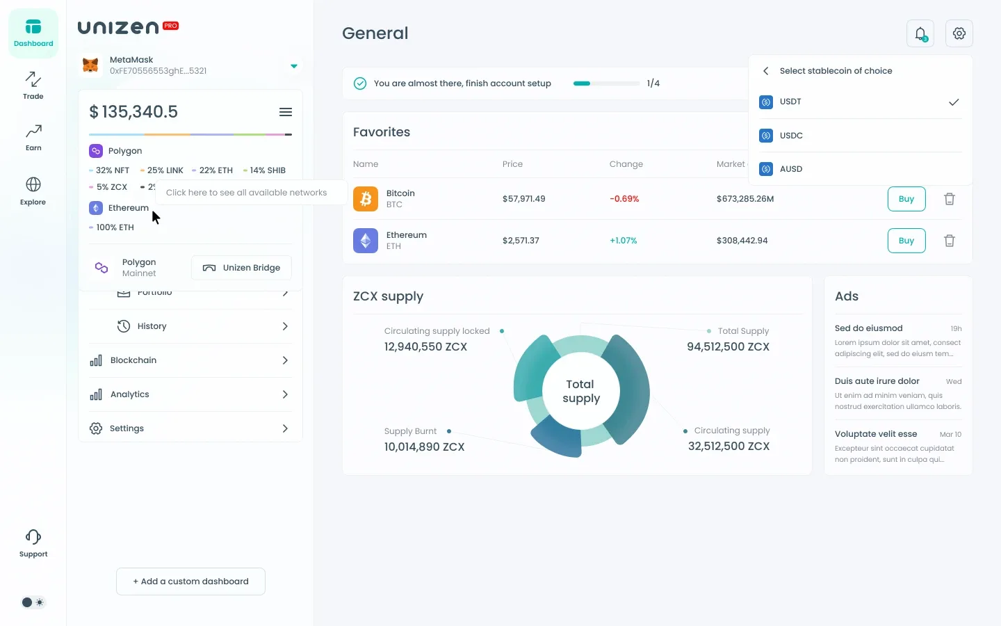 Crypto currency settings