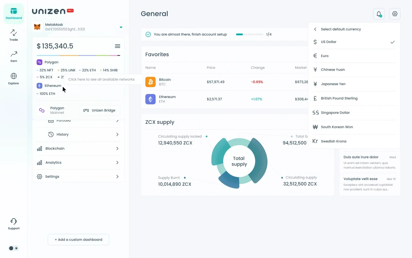 Currency settings